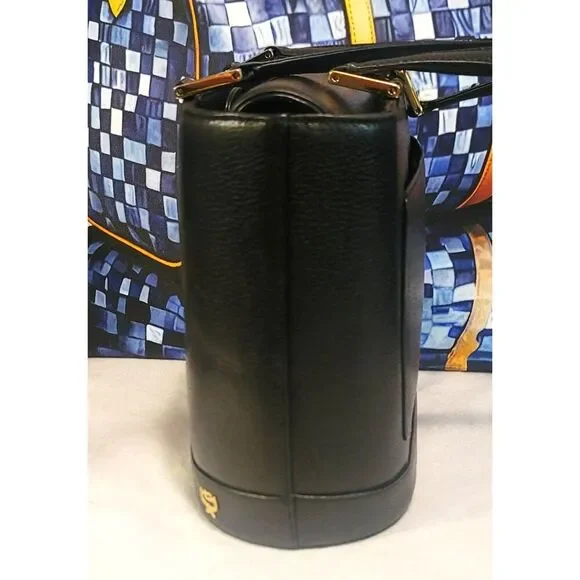 MCM - Classic Black Logo Saffiano Leather Bucket Bag - Picture 2 of 11